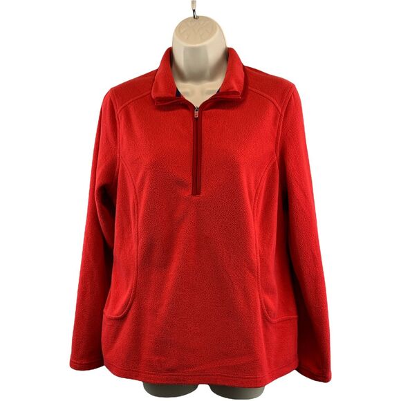 Lands' End Womens 1/4 Zip Fleece Jacket Size Small Red Long Sleeve No Pockets - Picture 1 of 8